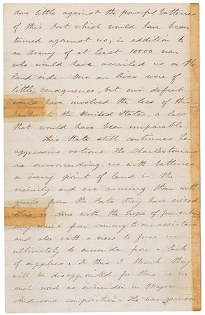 Lot #470 Abner Doubleday: ?The Charlestonians are surrounding us with batteries on every point,? writes the Union general from Fort Sumter in January 1861: ?If war must come let the people rise in their might and maintain the integrity of the Union? - Image 2