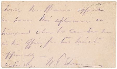 Lot #499 William T. Sherman Signed Note - Image 1
