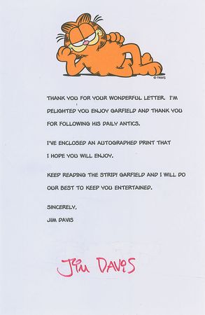 Lot #826 Jim Davis Typed Letter Signed and Signature - Image 2