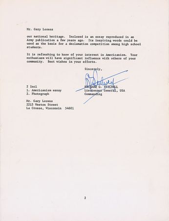 Lot #500 Richard G. Stilwell: ?We can all promote Americanism by upholding the Constitution and Bill of Rights? - Image 2