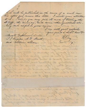 Lot #243 Henry Clay: ?I sincerely hope that it affords an assurance that your county has abandoned the cause of our opponents and will hereafter attach itself to that of the Whigs? - Image 2