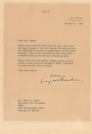 Lot #23 Dwight D. Eisenhower: “I was fortunate