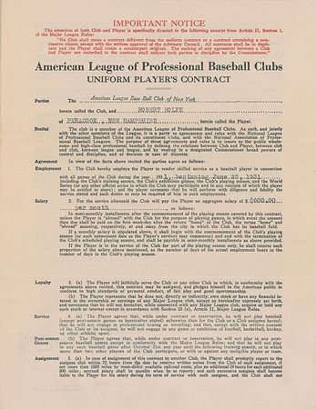Lot #1469 Red Rolfe: Rolfe?s 1931 rookie contract with the New York Yankees - Image 1