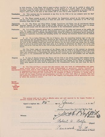 Lot #1469 Red Rolfe: Rolfe?s 1931 rookie contract with the New York Yankees - Image 2