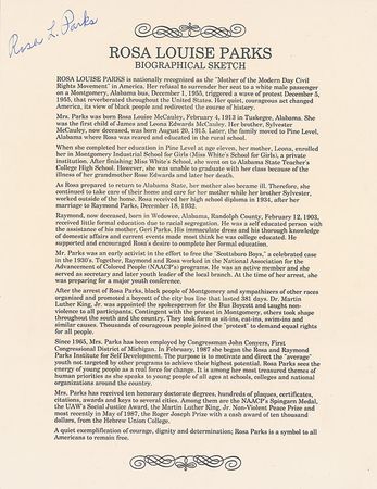 Lot #425 Rosa Parks Souvenir Biography - Image 1