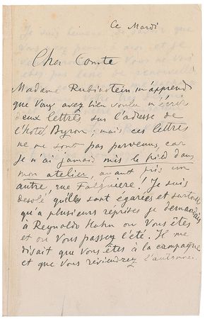 Lot #653 Leon Bakst: Letter mentioning Ida Rubinstein from the famed Ballets Russes designer - Image 1