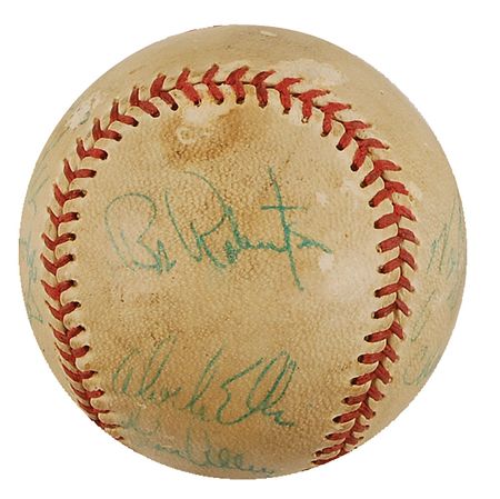 Lot #1457 Roberto Clemente: Scarce spring training ball signed by Clemente and his World Series-champion Pirates teammates - Image 3