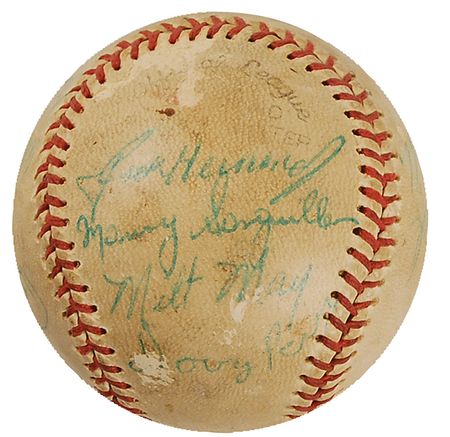 Lot #1457 Roberto Clemente: Scarce spring training ball signed by Clemente and his World Series-champion Pirates teammates - Image 4