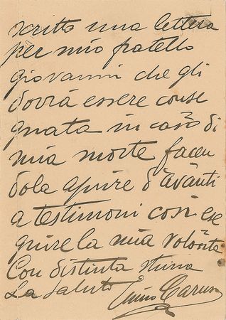 Lot #877 Enrico Caruso: ?The letter is to be given to him in case of my death? - Image 2
