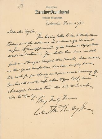 Lot #92 William McKinley Handwritten Letter Signed - Image 1