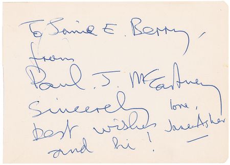 Lot #44 Paul McCartney and Jane Asher