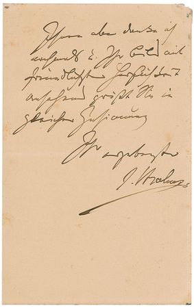 Lot #937 Johannes Brahms: Brahms confesses to lacking the ?necessary inspiring spark,? but promises to ?work over? a manuscript upon return to Vienna - Image 1