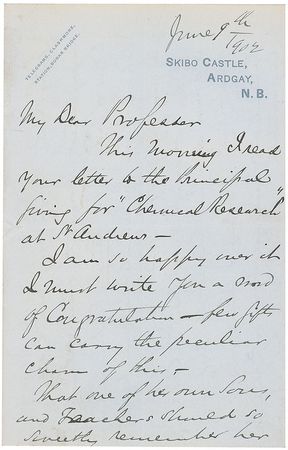 Lot #221 Andrew Carnegie: “That one of her own Sons and Teachers should so sweetly remember her must touch the heart of Saint Andrew” - Image 3