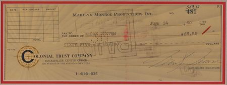 Lot #1207 Marilyn Monroe Check - Image 1