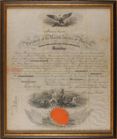 Lot #86 Abraham Lincoln: Highly desirable 1863 Lincoln appointment of a Navy engineer - Image 2