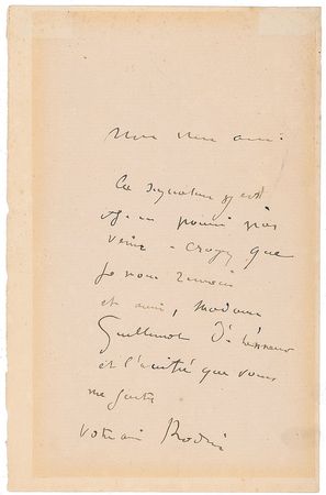 Lot #866 Auguste Rodin Handwritten Letter Signed - Image 2