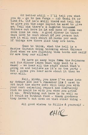 Lot #933 Chic Young: ?What the hell is a Marine Captain doing thinking about Chinese food when we are fighting them tooth and nail?? - Image 1