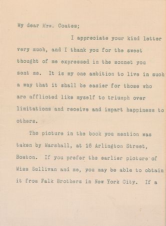 Lot #292 Helen Keller: “It shall be easier for those who are afflicted like myself to triumph over limitations” - Image 2