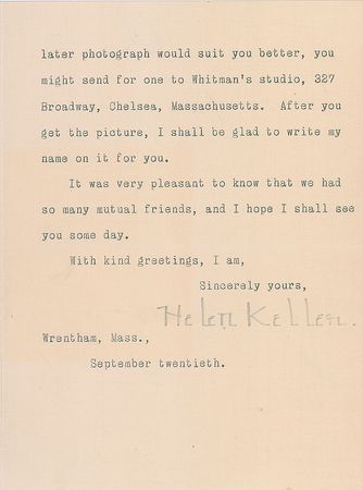 Lot #292 Helen Keller: “It shall be easier for those who are afflicted like myself to triumph over limitations” - Image 1