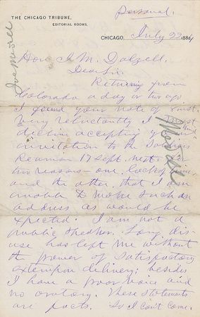 Lot #321 Joseph Medill: “This country is not yet ready to place the cops and confeds in charge of the govt” - Image 2