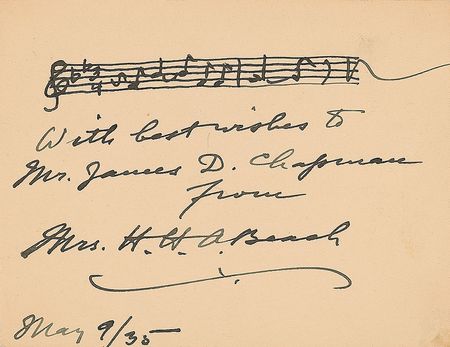 Lot #935 Amy Beach Signed Musical Quote - Image 2
