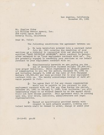 Lot #1411 Charles Vidor Signed Document - Image 2