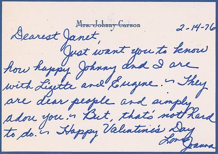 Lot #1369 Johnny and Joanna Carson Letters - Image 3