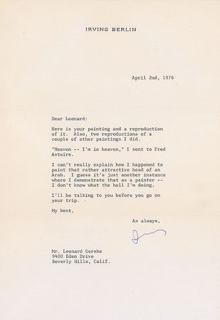 Lot #969 Irving Berlin: ?I demonstrate that as a painter?I don?t know what the hell I?m doing? - Image 2