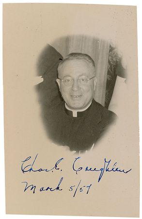 Lot #408 Father Charles E. Coughlin Signed Photograph and Typed Letter Signed - Image 1