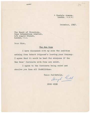 Lot #968 The Bee Gees Signed Document - Image 2