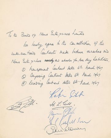 Lot #968 The Bee Gees Signed Document - Image 1