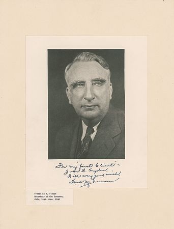 Lot #479 Supreme Court: Fred M. Vinson Signed Photograph - Image 1