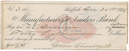 Lot #10 Grover Cleveland Check