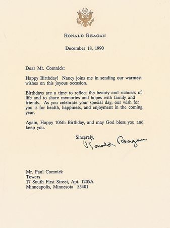 Lot #189 Ronald Reagan: Reagan wishes a “Happy 106th Birthday” - Image 2