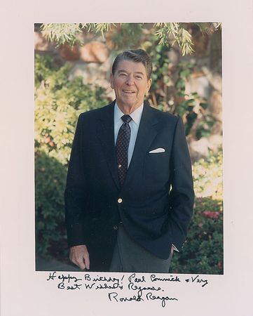 Lot #189 Ronald Reagan: Reagan wishes a “Happy 106th Birthday” - Image 1