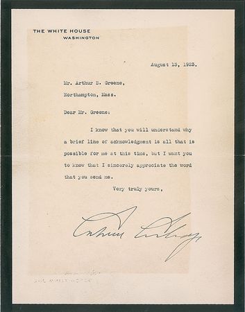 Lot #21 Calvin Coolidge Typed Letter Signed