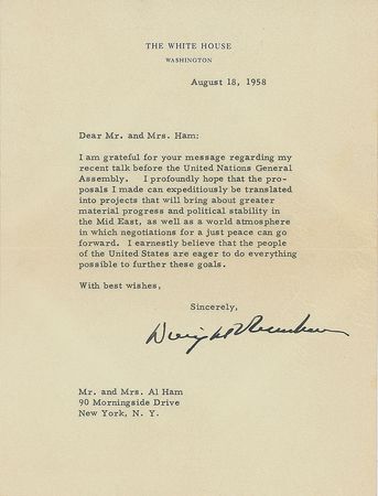 Lot #28 Dwight D. Eisenhower: Ike hopes his UN