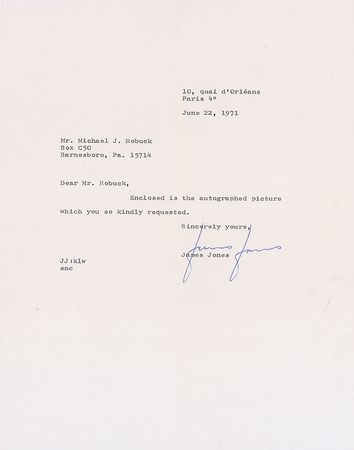 Lot #782 James Dickey and James Jones Typed Letters Signed - Image 3