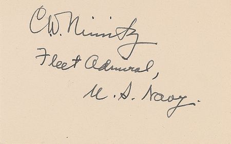 Lot #606 Chester Nimitz Signed Photograph and Signature - Image 2