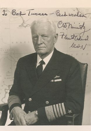 Lot #606 Chester Nimitz Signed Photograph and Signature - Image 1