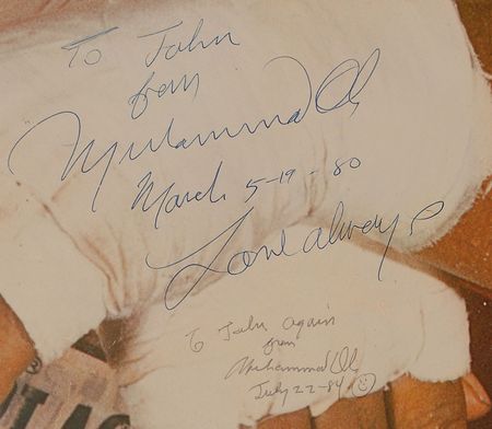 Lot #1417 Muhammad Ali: Practically life-size Ali image signed twice - Image 1