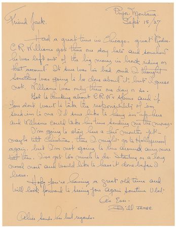 Lot #810 Will James: The prolific Western author comments on a rodeo, “bronk riding,” and a special pair of spurs - Image 2