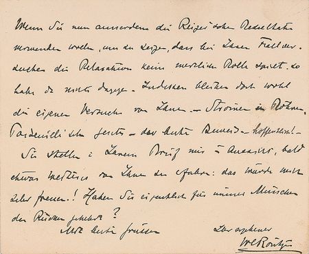 Lot #353 Wilhelm Rontgen: Brimming with scientific references, a scarce and highly desirable letter from the Nobel Prize-winning physicist to one of his most successful students - Image 1