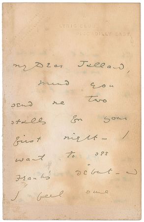Lot #897 Oscar Wilde: ?I want to see Frank?s debut?though to a certain degree I regret his choice of an opening play? - Image 3
