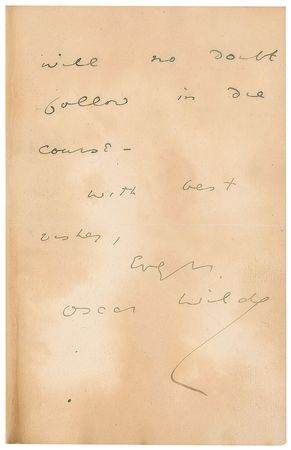 Lot #897 Oscar Wilde: ?I want to see Frank?s debut?though to a certain degree I regret his choice of an opening play? - Image 1