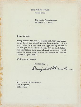Lot #31 Dwight D. Eisenhower Typed Letter Signed