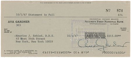 Lot #1377 Ava Gardner Checks - Image 2