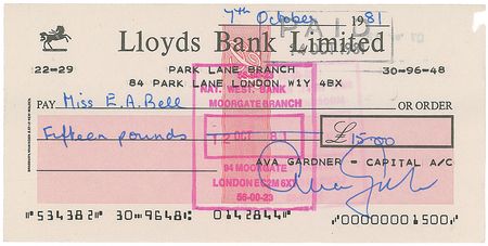 Lot #1377 Ava Gardner Checks - Image 1