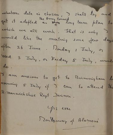 Lot #534 Montgomery of Alamein Handwritten Letter Signed - Image 1