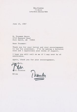 Lot #16 Bill Clinton: “Thank you for your letter
